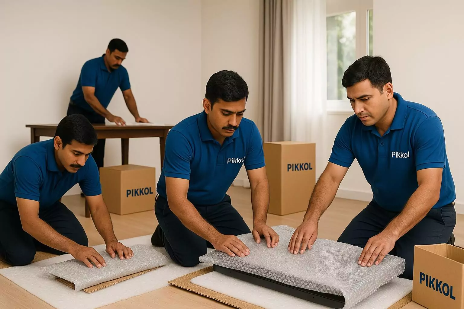 Fragile items being packed carefully