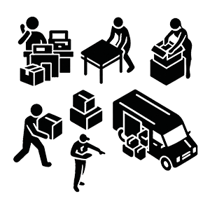 Office Relocation and Corporate Moving Service Icon by Pikkol